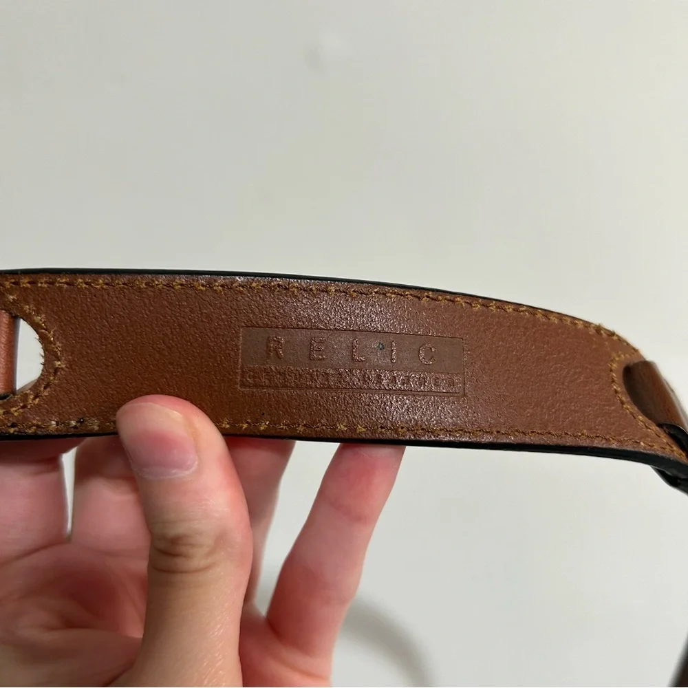 Vintage Relic Contrasting Brown Leather Belt Statement Unique Western Festival